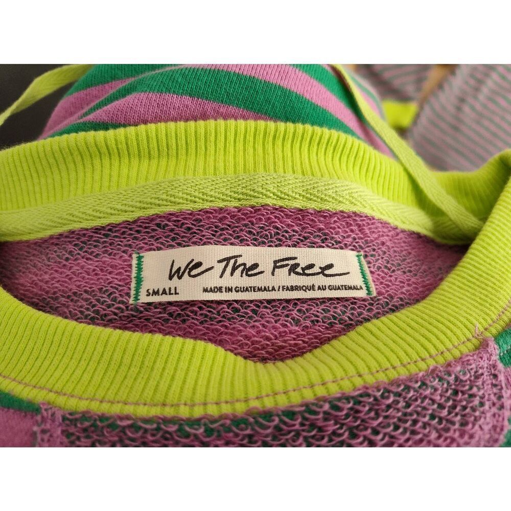 WE THE FREE FREE PEOPLE CLASSIC OVERSIZED CREWNECK PINK GREEN COMBO NWD LARGE - Picture 10 of 10